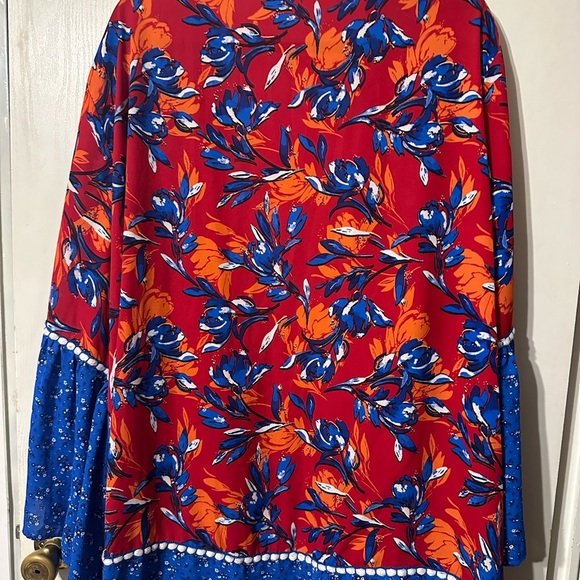 Floral Red and Blue Women's Jacket - Picture 5 of 5